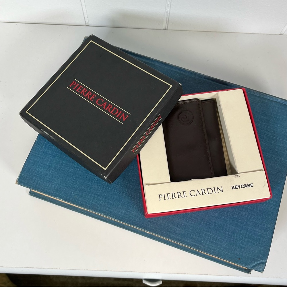 Vintage Boxed Pierre Cardin Brown Tri-Fold Leather Key Holder Case Keycase - Picture 4 of 15